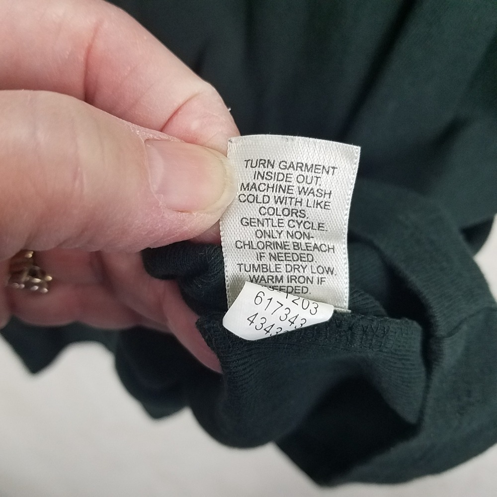 J Jill Long Women's L Sleeve Compassion Tee shirt Dark Green satin trim - Picture 5 of 5